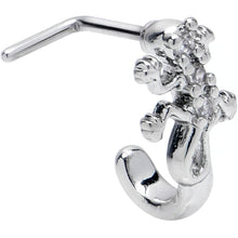 Load image into Gallery viewer, 20G 7mm Clear CZ Gem Love Lizard Faux Hoop L Shape Nose Ring