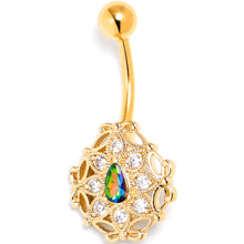 将图片加载到图库查看器,Vitrail Clear Gem Gold Tone Blossom Bloom Belly Ring