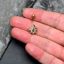 将图片加载到图库查看器,Vitrail Clear Gem Gold Tone Blossom Bloom Belly Ring