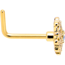 将图片加载到图库查看器,20G 7mm Vitrail Gem Gold Tone Blossom Bloom L Shape Nose Ring