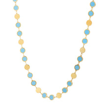 将图片加载到图库查看器,14k Yellow Gold Turquoise Geometric Mirror Gem Chain Necklace (5.00 mm)