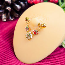 Load image into Gallery viewer, 14G 9/16 Gold Tone Gingerbread House Dangle Nipple Ring Set