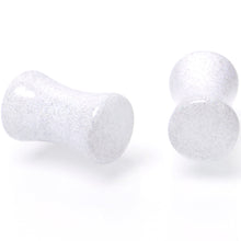 Load image into Gallery viewer, White Shimmer Acrylic Double Flare Plug Set 6mm to 20mm Sizes