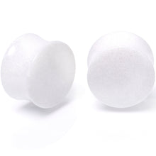 Load image into Gallery viewer, White Shimmer Acrylic Double Flare Plug Set 6mm to 20mm Sizes