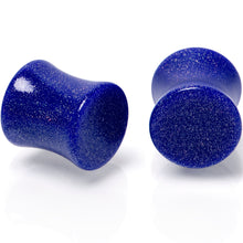 Load image into Gallery viewer, Blue Shimmer Acrylic Saddle Plug Set 6mm to 20mm Sizes