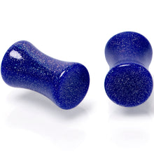 Load image into Gallery viewer, Blue Shimmer Acrylic Saddle Plug Set 6mm to 20mm Sizes