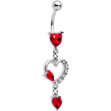 将图片加载到图库查看器,Clear Red CZ Gem Devilish Heart Dangle Belly Ring