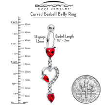 将图片加载到图库查看器,Clear Red CZ Gem Devilish Heart Dangle Belly Ring