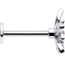 Load image into Gallery viewer, 16G 5/16 Pink Clear CZ Gem Snowflake Flower Labret Monroe Tragus