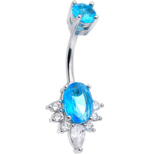 将图片加载到图库查看器,Blue Clear Gem Oh So Ornate Oval Double Mount Belly Ring