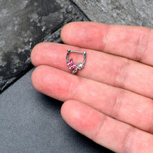 Load image into Gallery viewer, 16G 5/6 Clear CZ Gem Butterfly Rose Flower Pink Cartilage Clicker
