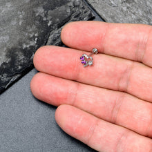 将图片加载到图库查看器,16G 5/16 Clear CZ Gem Butterfly Rose Purple Internally Threaded Labret