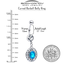 Load image into Gallery viewer, Clear Blue Gem Flower Oval Elegance Dangle Belly Ring