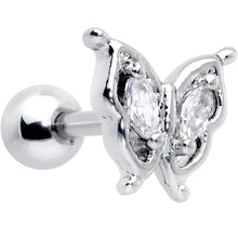 Load image into Gallery viewer, 16G 1/4 Clear Gem Fancy Fab Butterfly Cartilage Tragus Earring