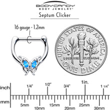 Load image into Gallery viewer, 16G 5/16 Blue Gem Fancy Fab Butterfly Cartilage Clicker