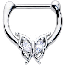Load image into Gallery viewer, 16G 5/16 Clear Gem Fancy Fab Butterfly Cartilage Clicker