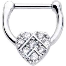Load image into Gallery viewer, 16G 1/4 Clear CZ Gem Lattice Heart Cartilage Clicker