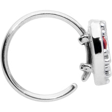 Load image into Gallery viewer, 20G 5/16 Red CZ Gem Lattice Heart Nose Hoop
