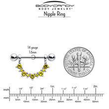 Load image into Gallery viewer, 14G 9/16 Yellow CZ Gem November Birthstone Dangle Nipple Shield Set