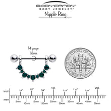 Load image into Gallery viewer, 14G 9/16 Green CZ Gem May Birthstone Dangle Nipple Shield Set