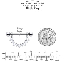 Load image into Gallery viewer, 14G 9/16 White Faux Pearl June Birthstone Dangle Nipple Shield Set