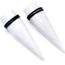 Load image into Gallery viewer, White Shimmer Acrylic Straight Taper Set 6mm to 20mm Sizes