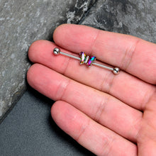 Load image into Gallery viewer, 14G Rainbow CZ Gem Simply Colorful Butterfly Industrial Barbell 38mm