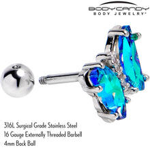 Load image into Gallery viewer, 16G 1/4 Green CZ Gem Simply Colorful Butterfly Cartilage Earring