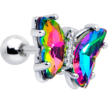 将图片加载到图库查看器,16G 1/4 Rainbow CZ Gem Simply Colorful Butterfly Cartilage Earring