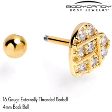 Load image into Gallery viewer, 16G 1/4 Clear Gem Gold Tone Lattice Heart Cartilage Tragus Earring