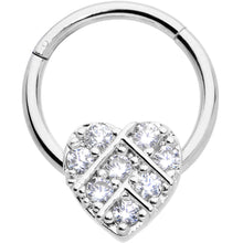 将图片加载到图库查看器,16G 3/8 Clear CZ Gem Lattice Heart Hinged Segment Ring