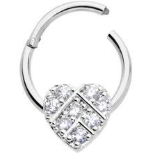 将图片加载到图库查看器,16G 3/8 Clear CZ Gem Lattice Heart Hinged Segment Ring