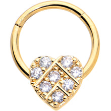 将图片加载到图库查看器,16G 3/8 Clear CZ Gem Gold Tone Lattice Heart Hinged Segment Ring