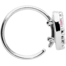 Load image into Gallery viewer, 20G 5/16 Pink CZ Gem Lattice Heart Nose Hoop