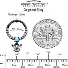 Load image into Gallery viewer, 16G 3/8 Blue Synthetic Opal Black Butterfly Hinged Segment Ring
