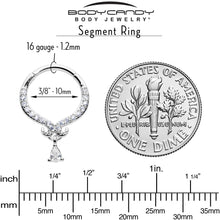 Load image into Gallery viewer, 16G 3/8 Clear CZ Gem Elegant Curves Dangle Hinged Segment Ring
