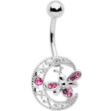 将图片加载到图库查看器,Pink Gem Lunar Dragonfly Belly Ring