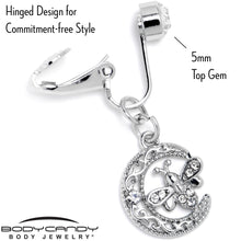 Load image into Gallery viewer, Clear Gem Lunar Dragonfly Fake Clip On Belly Ring