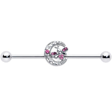 Load image into Gallery viewer, 14G Pink Gem Lunar Dragonfly Industrial Barbell 38mm