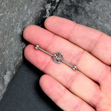 Load image into Gallery viewer, 14G Pink Gem Lunar Dragonfly Industrial Barbell 38mm