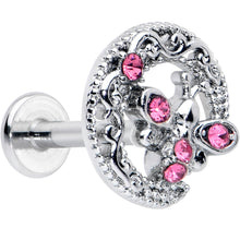 Load image into Gallery viewer, 16G 5/16 Pink Gem Lunar Dragonfly Internally Threaded Labret Tragus