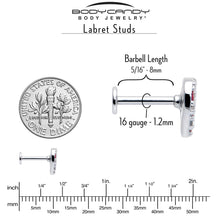 Load image into Gallery viewer, 16G 5/16 Red CZ Gem Lattice Hear Internally Threaded Labret