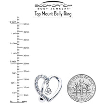 Load image into Gallery viewer, Clear CZ Gem Asymmetrical Heart Flower Dangle Top Mount Belly Ring