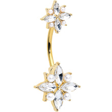 将图片加载到图库查看器,Clear Gem Gold Tone Star Power Double Mount Belly Ring