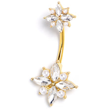 将图片加载到图库查看器,Clear Gem Gold Tone Star Power Double Mount Belly Ring
