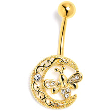 将图片加载到图库查看器,Clear Gem Gold Tone Lunar Dragonfly Belly Ring