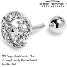 Load image into Gallery viewer, 16G 1/4 Clear Gem Lunar Dragonfly Cartilage Tragus Earring