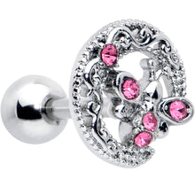 Load image into Gallery viewer, 16G 1/4 Pink Gem Lunar Dragonfly Cartilage Tragus Earring