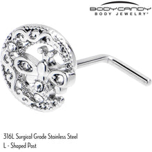 将图片加载到图库查看器,20G 7mm Clear Gem Lunar Dragonfly L Shape Nose Ring