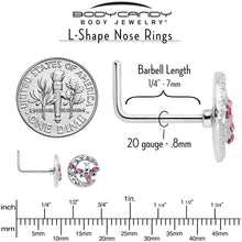 Load image into Gallery viewer, 20G 7mm Pink Gem Lunar Dragonfly L Shape Nose Ring